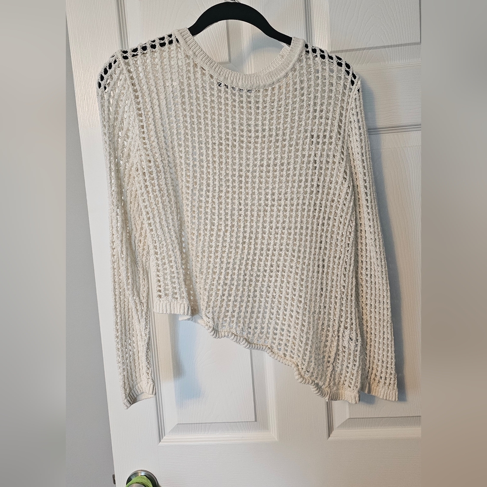 Zara Cream Open-Knit Top